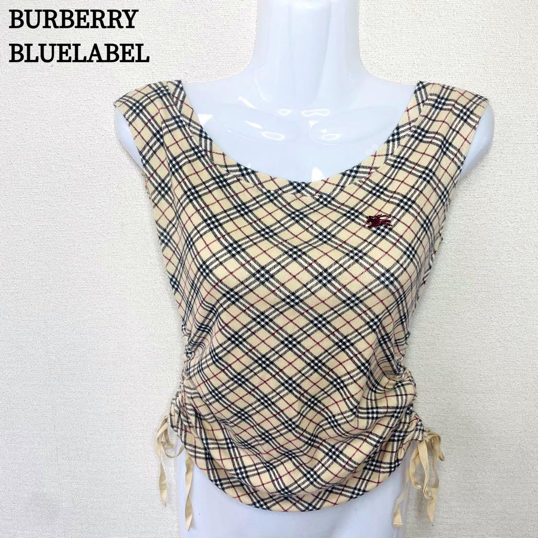 バーバリーブルーレーベル ノースリーブタンクトップ ノバチェック サイドリボン