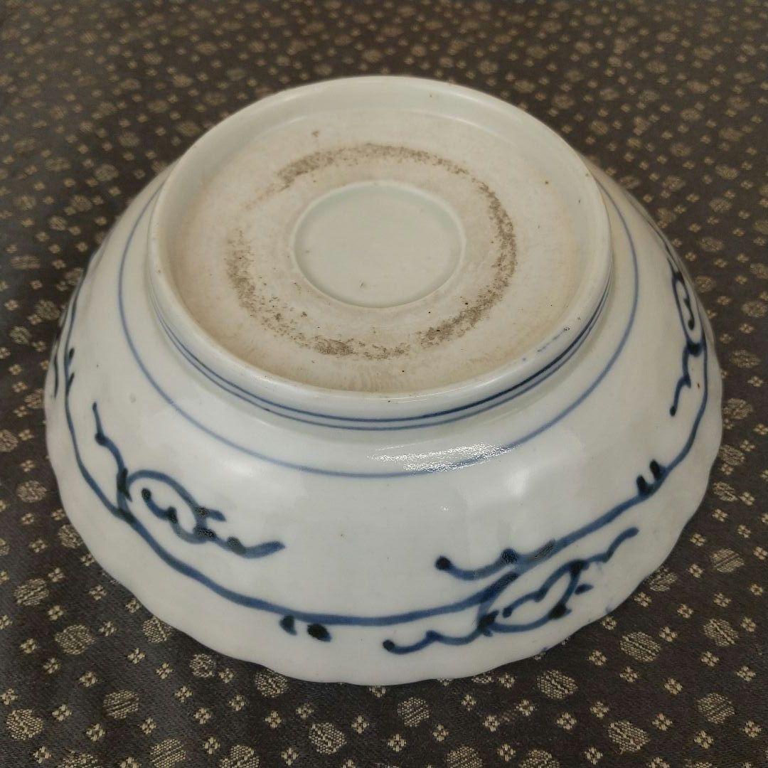 染付　菊割　クルス文なます皿