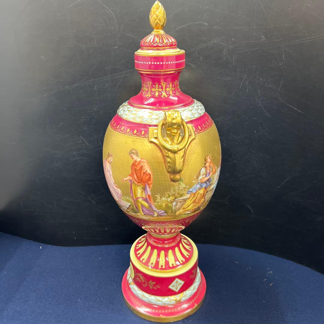 ロイヤルヴィエナ　手描総金彩フラワーベース　高さ約48㎝　東Y7-0822⭐︎2F