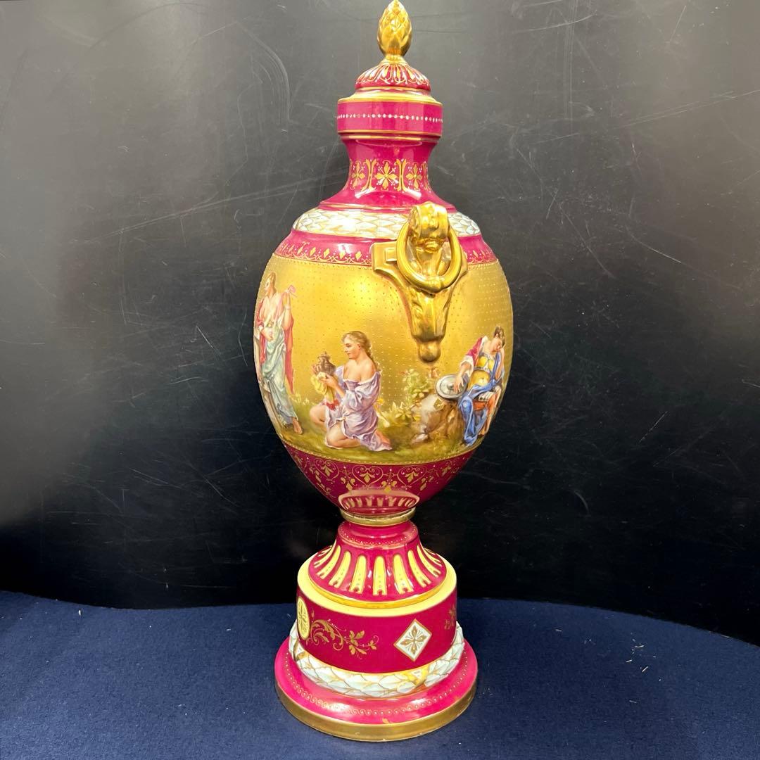 ロイヤルヴィエナ　手描総金彩フラワーベース　高さ約48㎝　東Y7-0822⭐︎2F