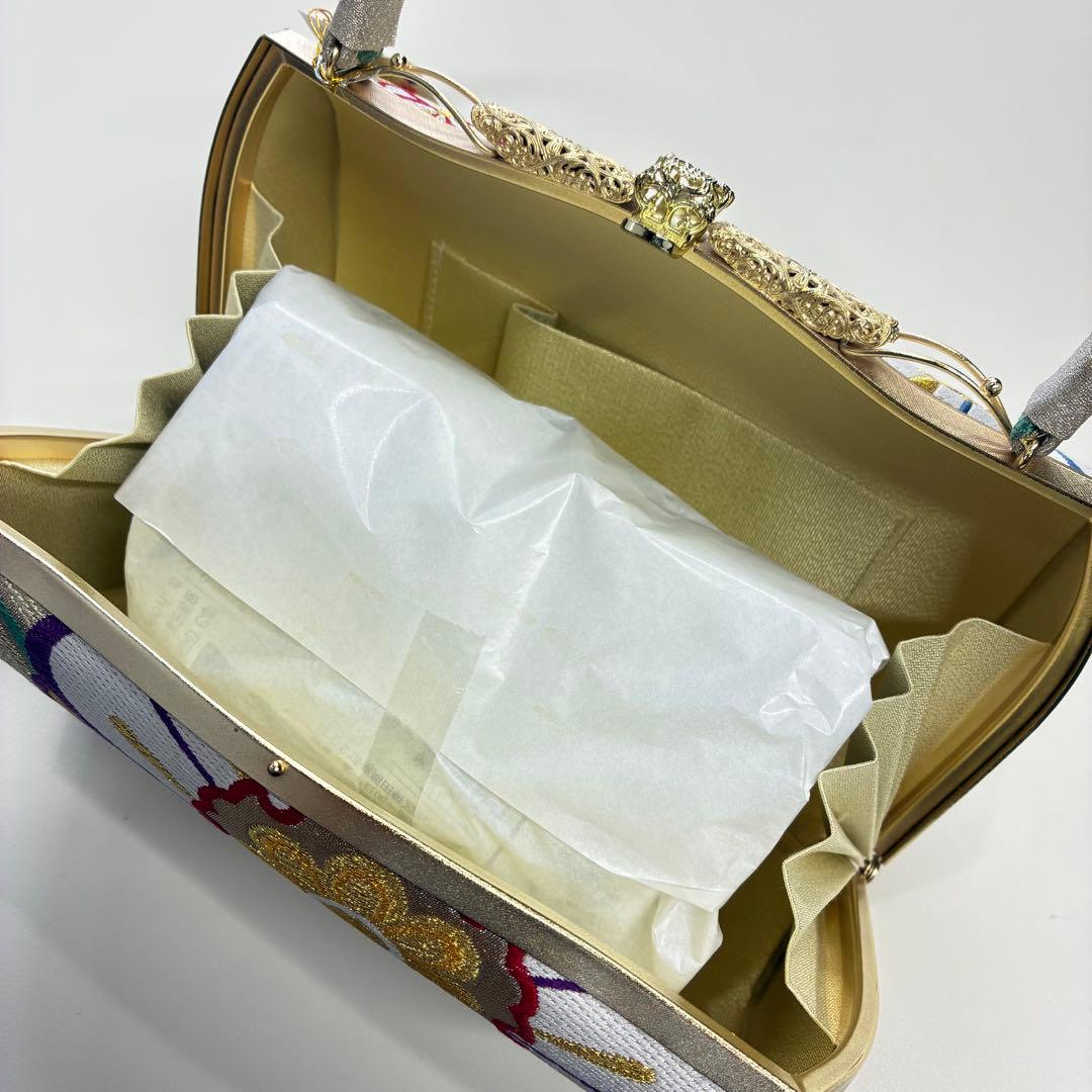 新品 タグ付き 紗織 和装バッグ/草履セット 西陣織 正絹 箱付き