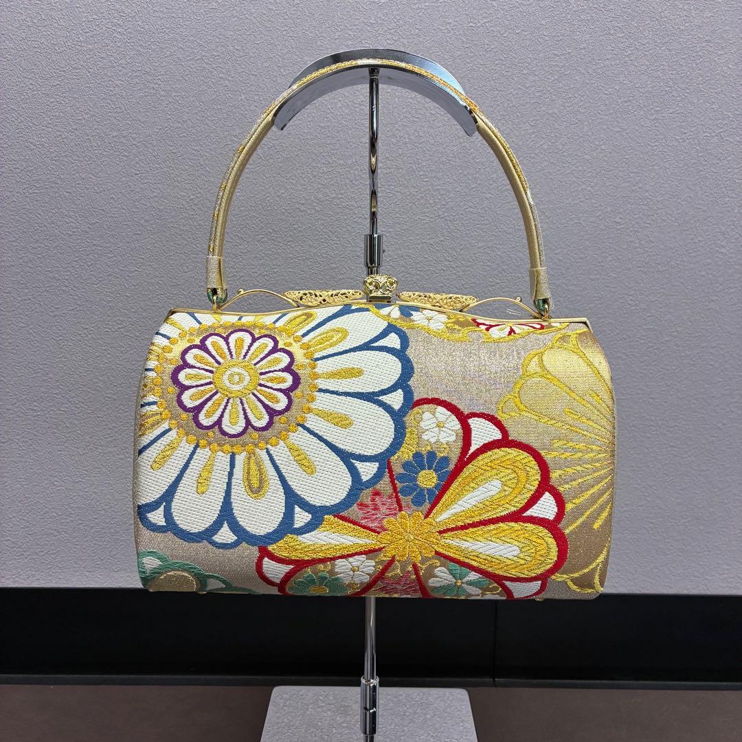 新品 タグ付き 紗織 和装バッグ/草履セット 西陣織 正絹 箱付き