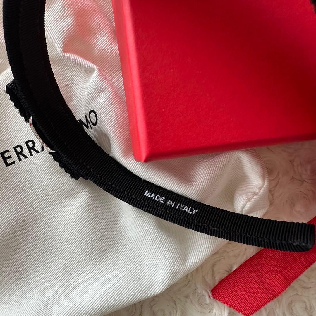 FERRAGAMO ブラッククリスタルヘアバンド/カチューシャ