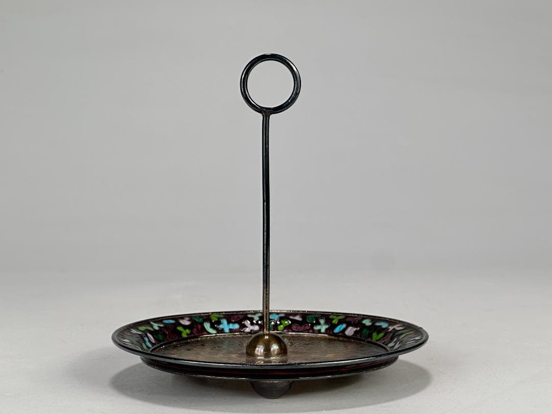 韓国美術　純銀製　刻印有　調味料入　七宝　茶器　茶道具　重さ317g