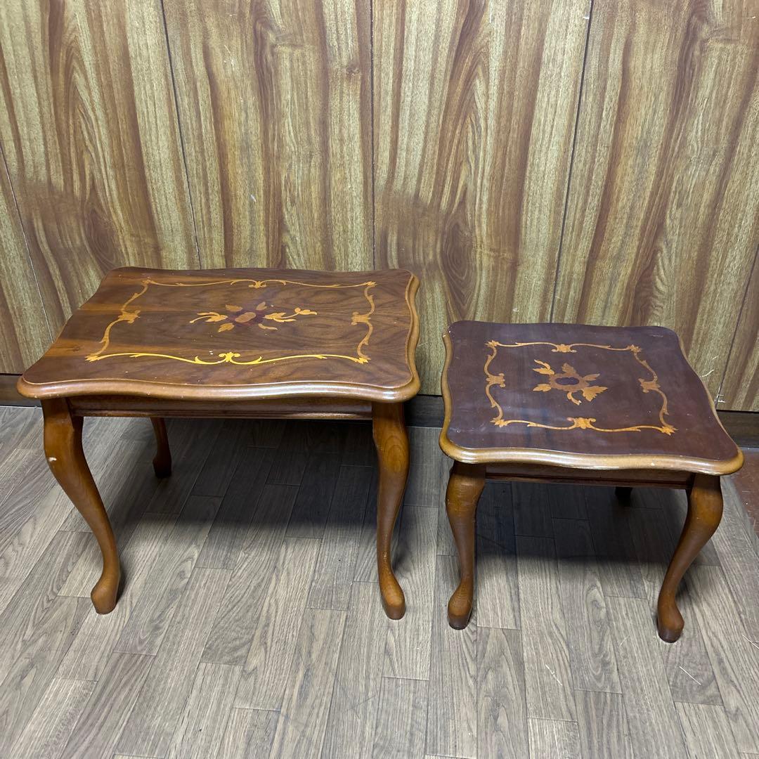 イタリア 象嵌 猫足　アンティーク ネストテーブル　　　　 3セット