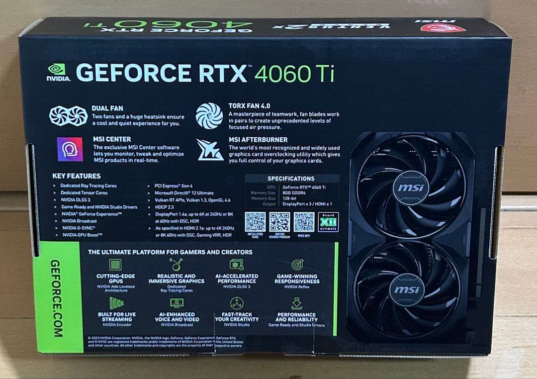 【未開封品】 MSI グラボ GeForce RTX 4060 Ti