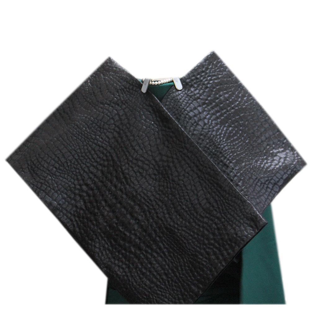 人気！深緑無地振袖＆帯黒色新品2点セット 正絹ヴィンテージ 成人式 KM55