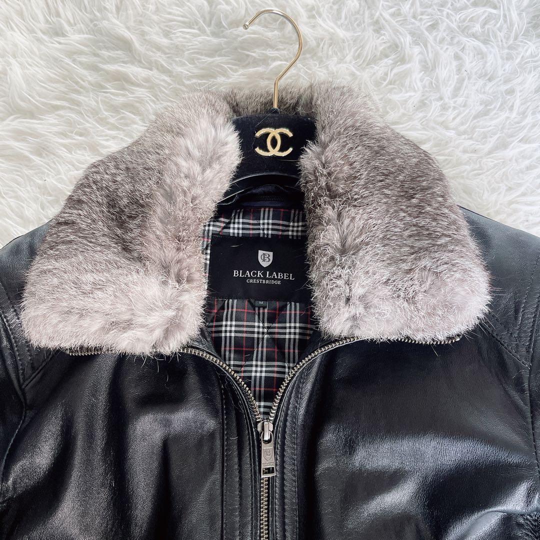 【BLACKLABEL CRESTBRIDGE】ライダースジャケット 羊革 黒M