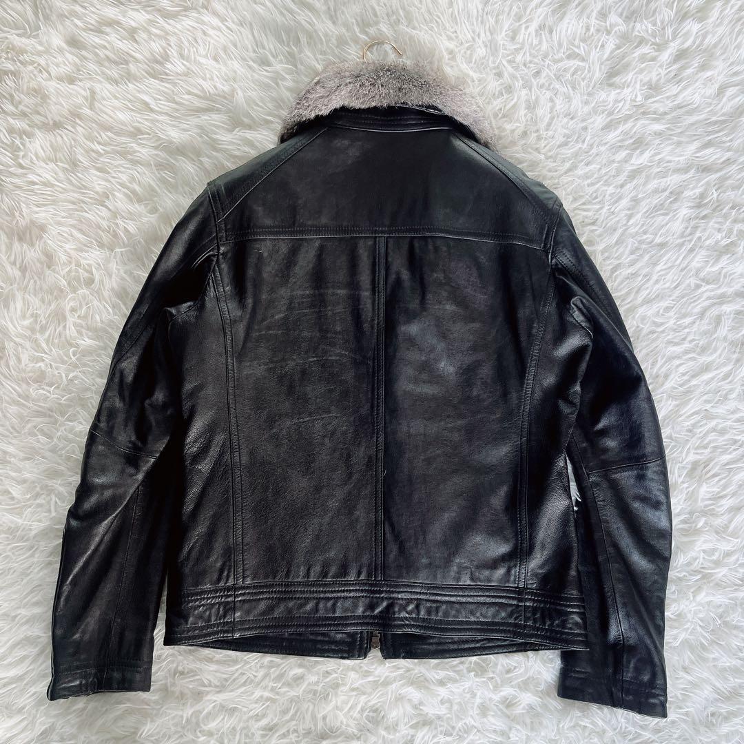 【BLACKLABEL CRESTBRIDGE】ライダースジャケット 羊革 黒M