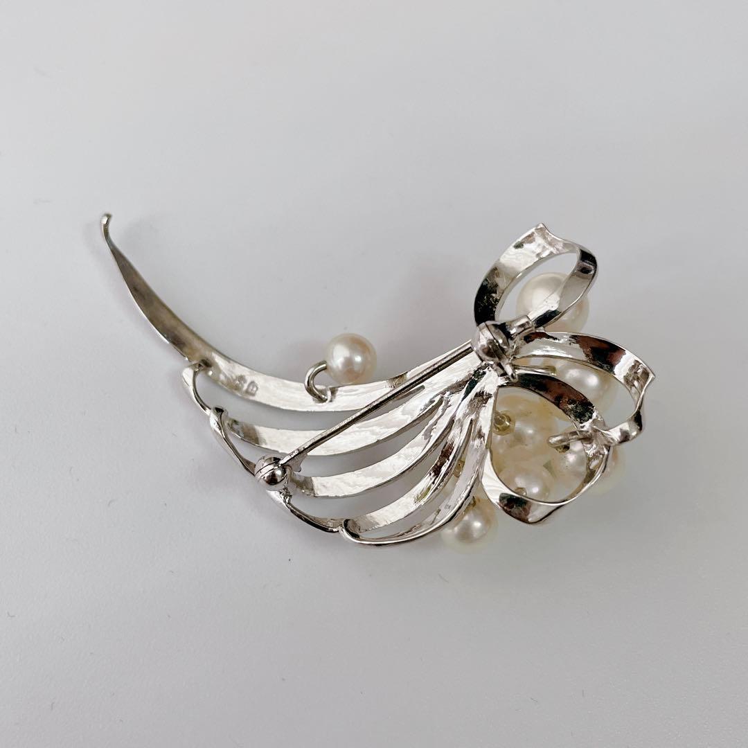 高級✨タサキ あこや真珠 ブローチ パール10粒 シルバー ロゴ刻印 冠婚葬祭