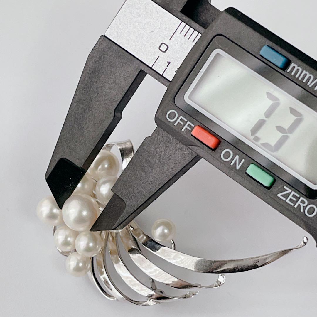 高級✨タサキ あこや真珠 ブローチ パール10粒 シルバー ロゴ刻印 冠婚葬祭