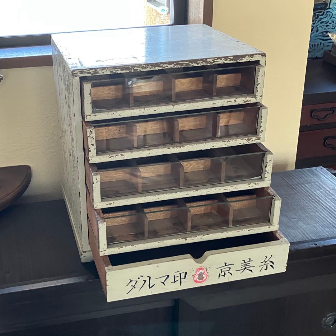 達磨印の糸ケース 京美糸 古道具 アンティーク 昭和レトロ 希少品