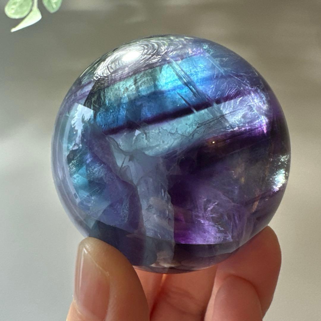 ブルーフローライト　スフィア　5.1㎝　224.2g フローライト　透明感　青