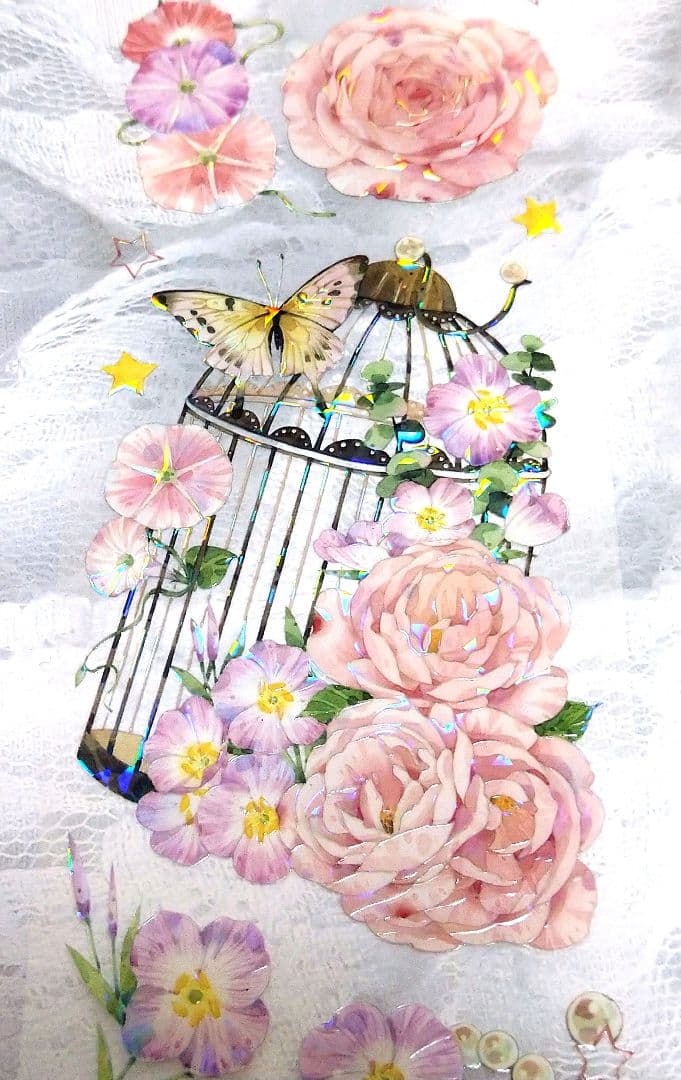 S30＃花笼(贝壳光)迷雾森林切り売り海外装飾マステ