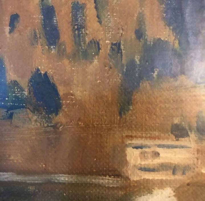 絵画 油絵　雪の隈畔　渡辺良雄