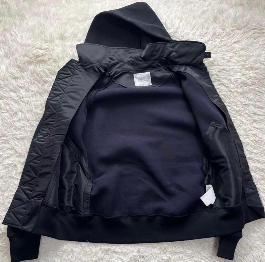 sacai ナイロンツイル　ドッキングパーカー サイズ3 黒