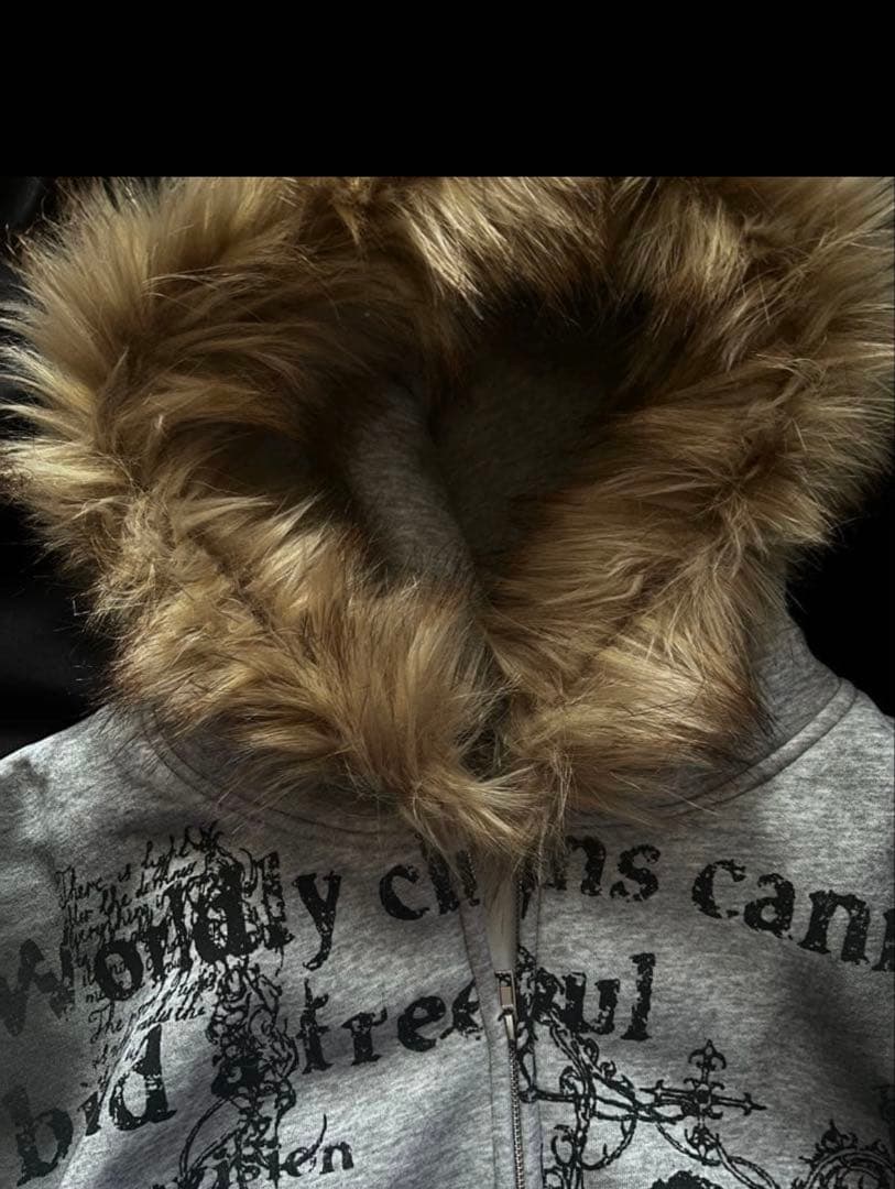 【ファー付き】zip hoodie opium grunge 平成 y2k