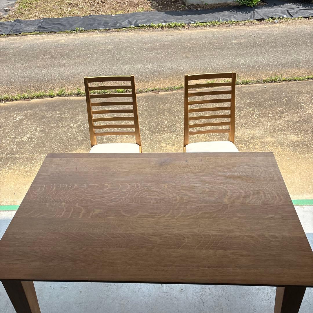 【美品】大塚家具 ダイニングテーブル＆チェア3脚セット 無垢材／引き取り限定