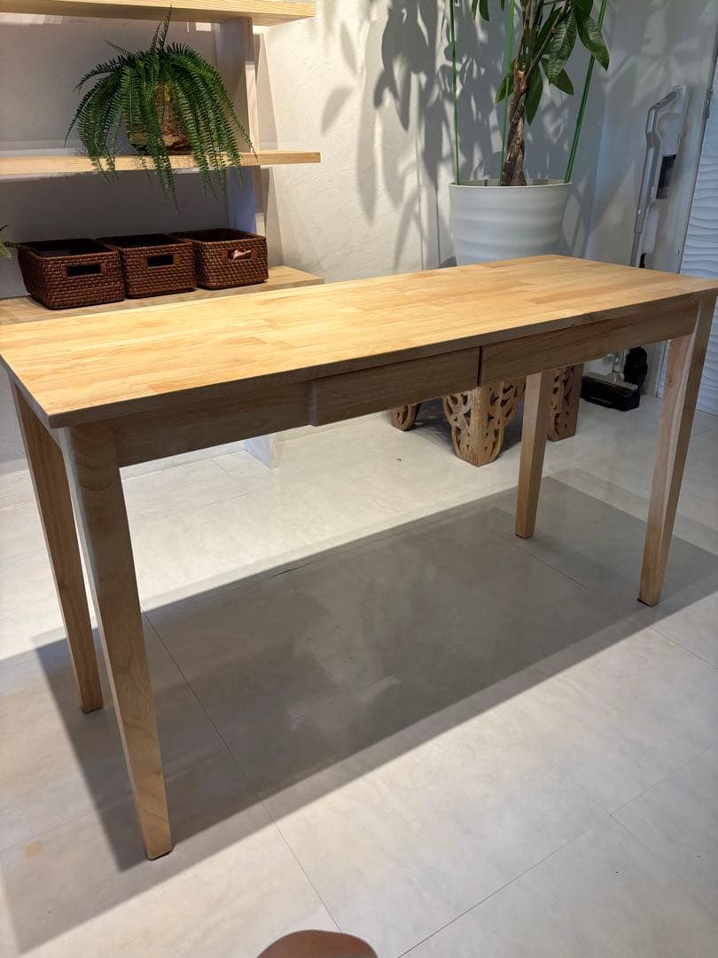 木製テーブル PCパソコンデスク 120×45cm 北欧 ホワイトUSED