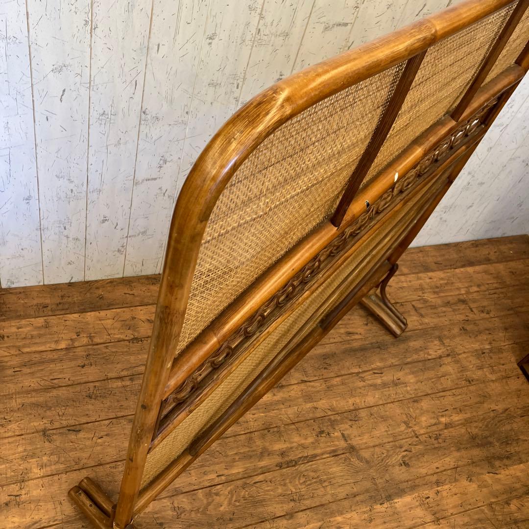 昭和レトロ エスニック ラタンパーテーション 衝立 間仕切り 仕切り 古道具