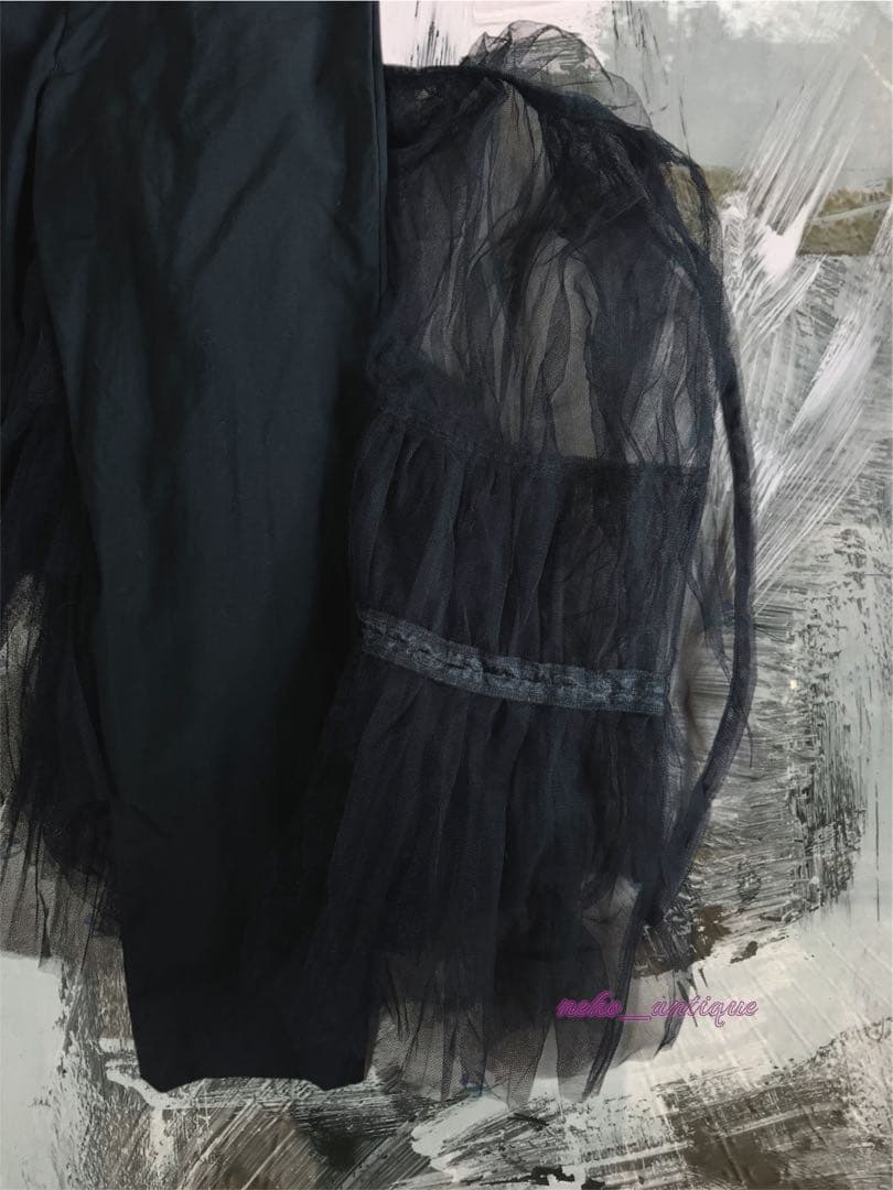 新品 コムデギャルソン ブラックパンツチュールプリーツスカート付レイヤードパンツ