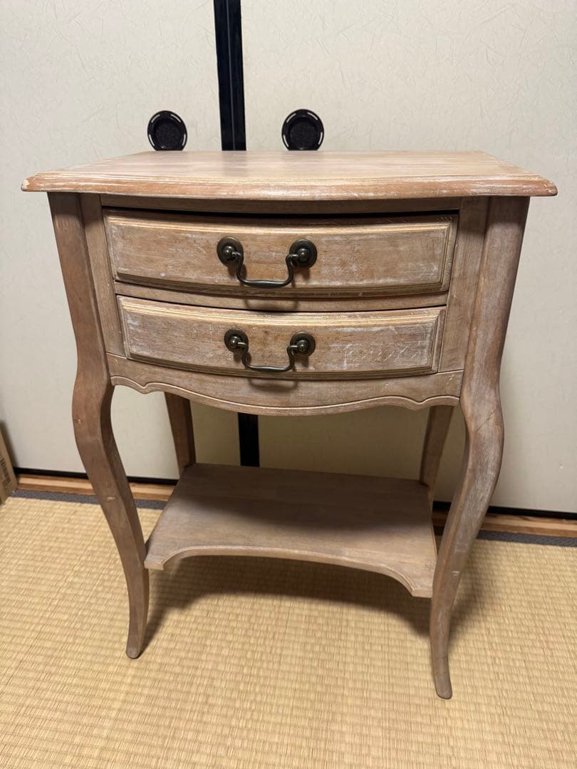 アンティーク調 サイドテーブル　花台 二段　インテリア シャビーシック シャビー