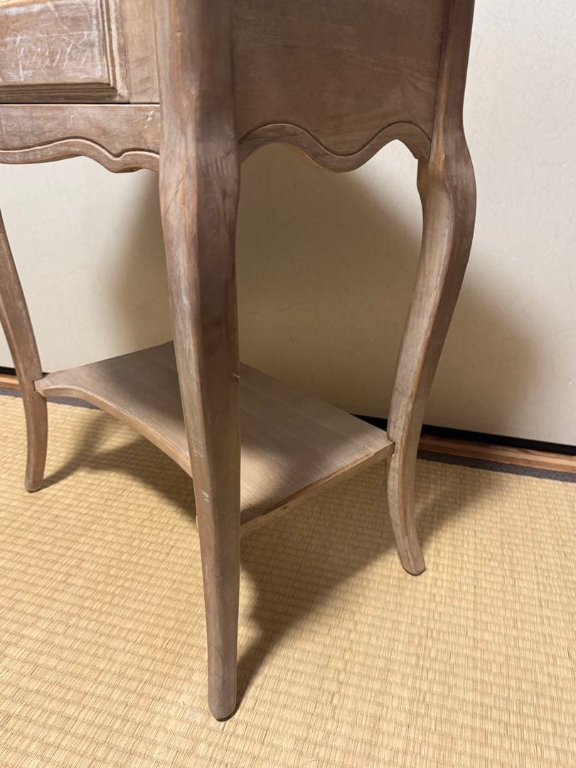 アンティーク調 サイドテーブル　花台 二段　インテリア シャビーシック シャビー