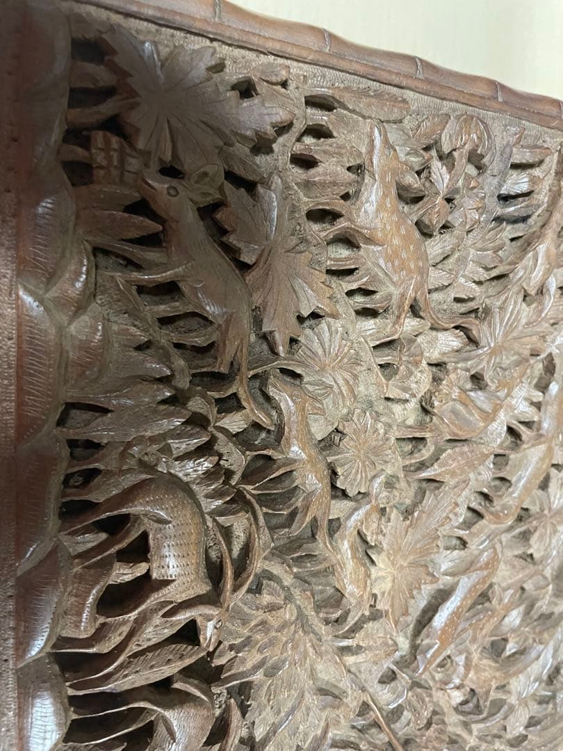 インド　アニマル　動物　カシミールヤギ　伝統工芸品　木製彫刻　ジュエルボックス