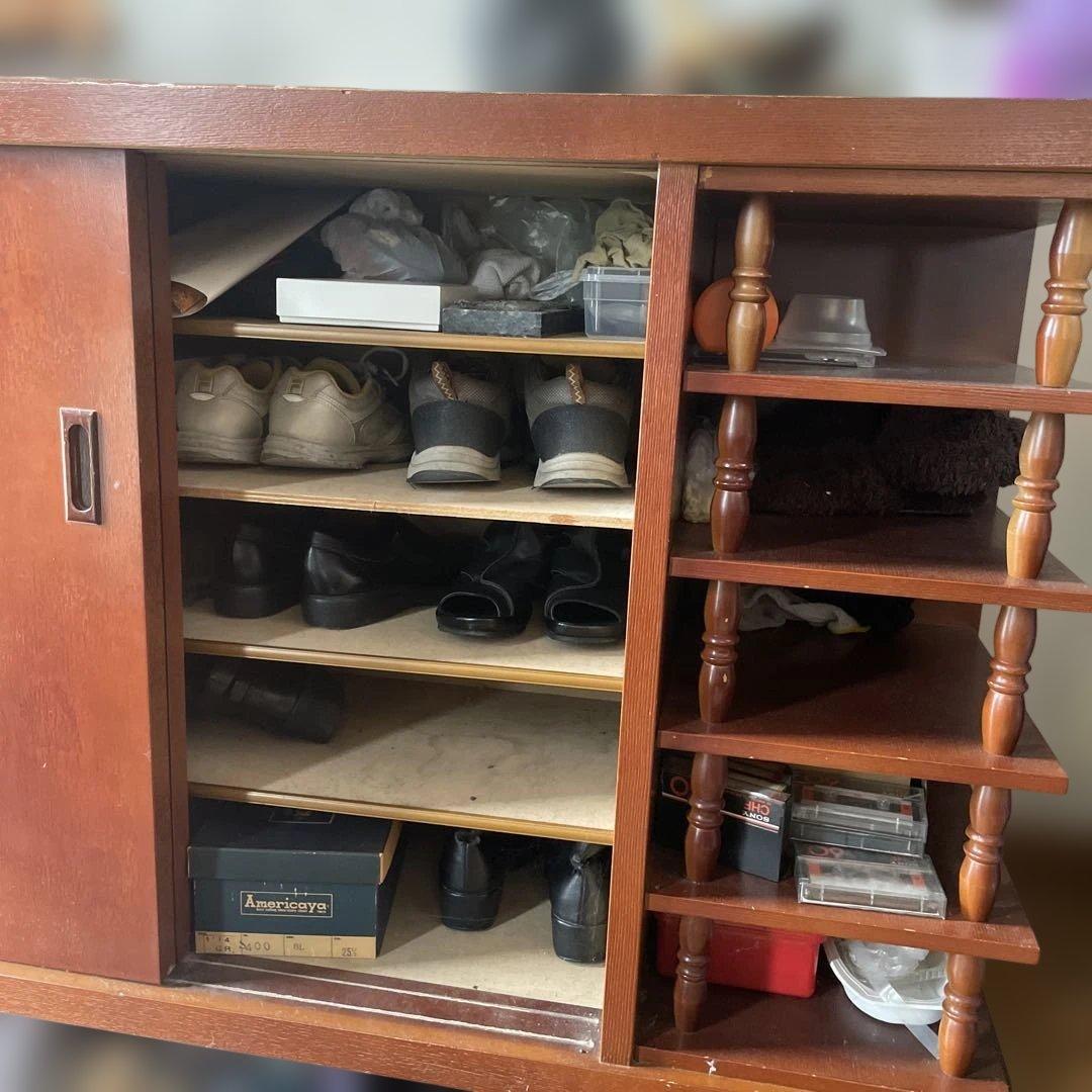 【値引不可】 引き戸 下駄箱 幅約150cm 古民家 棚