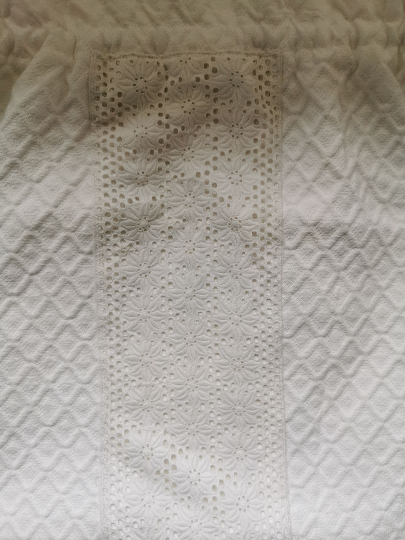 ヴィンテージ ピケドプロヴァンス ガロン花レース刺繍 菱模様織ふっくらラージ巾着