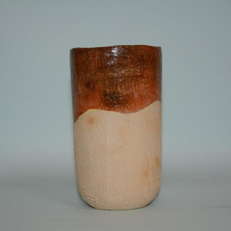 茶道具　楽焼　赤花入　慶入造　十五代吉左衛門極箱　古物　送料無料