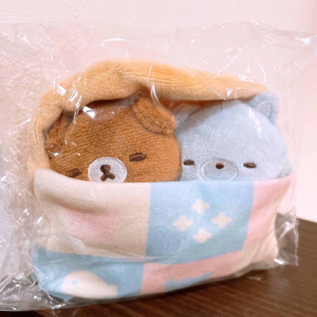 アオコグのおとまりてのりぬいぐるみセット　チャイロイコグマ　アオイコオオカミ