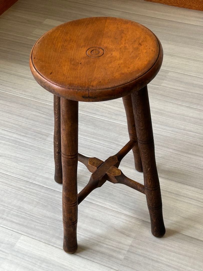 アンティーク 木製スツール　丸椅子　アトリエ　ビンテージ　古道具　チェア　レトロ