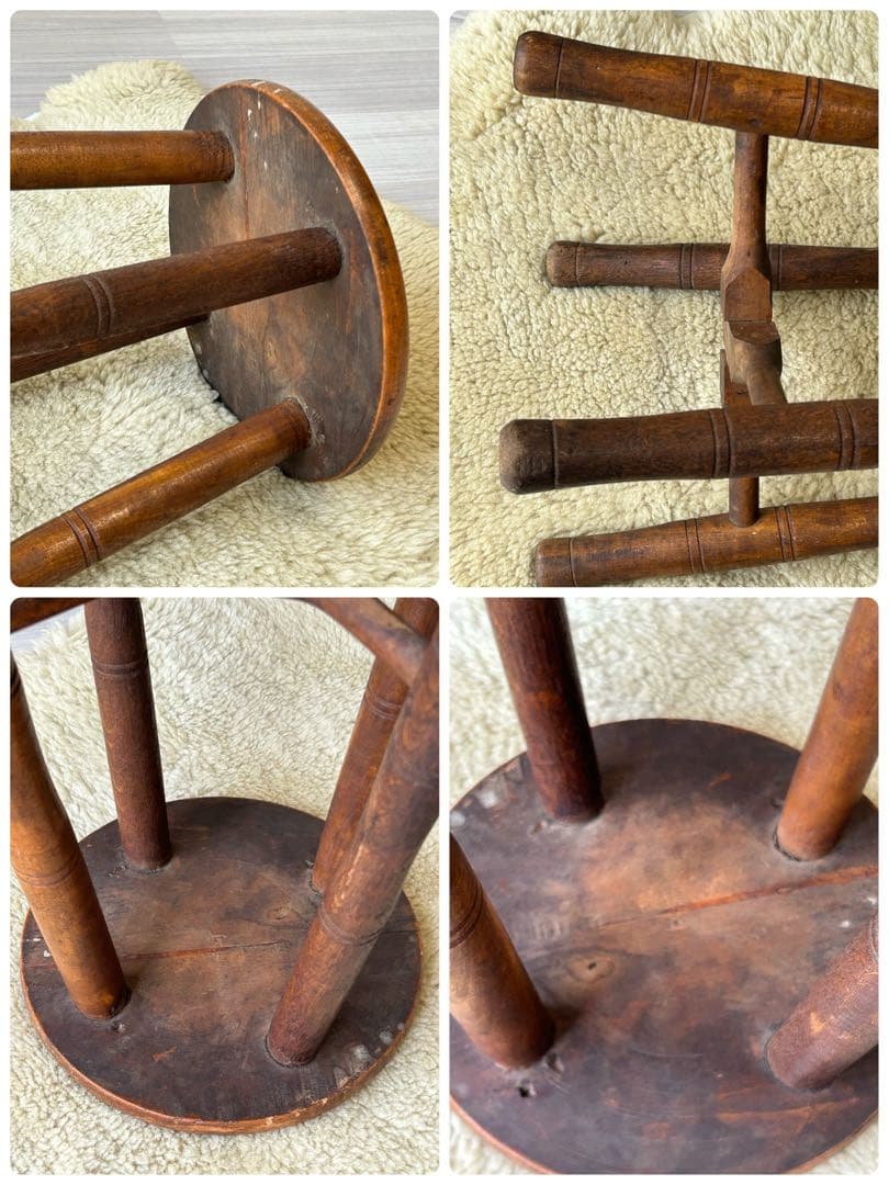 アンティーク 木製スツール　丸椅子　アトリエ　ビンテージ　古道具　チェア　レトロ