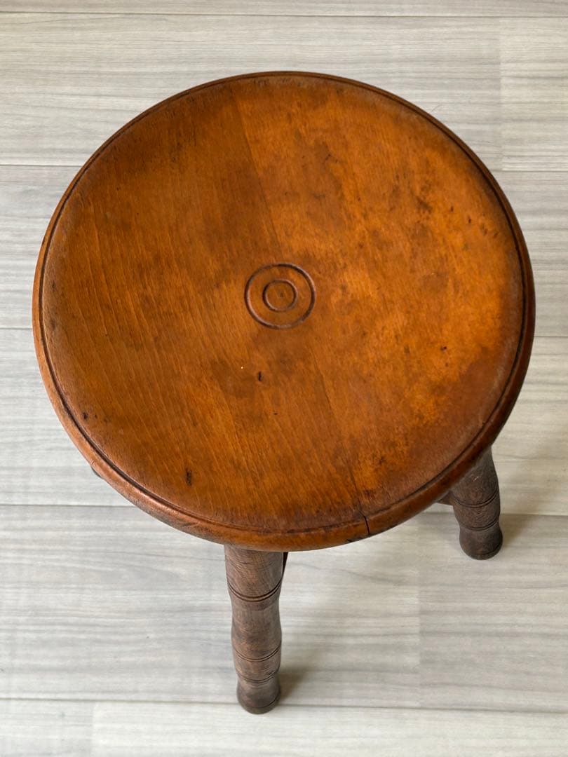 アンティーク 木製スツール　丸椅子　アトリエ　ビンテージ　古道具　チェア　レトロ