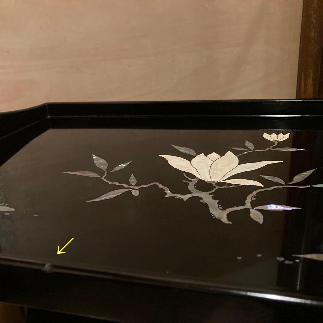 脇取盆 螺鈿象嵌 漆器　長盆 工芸品