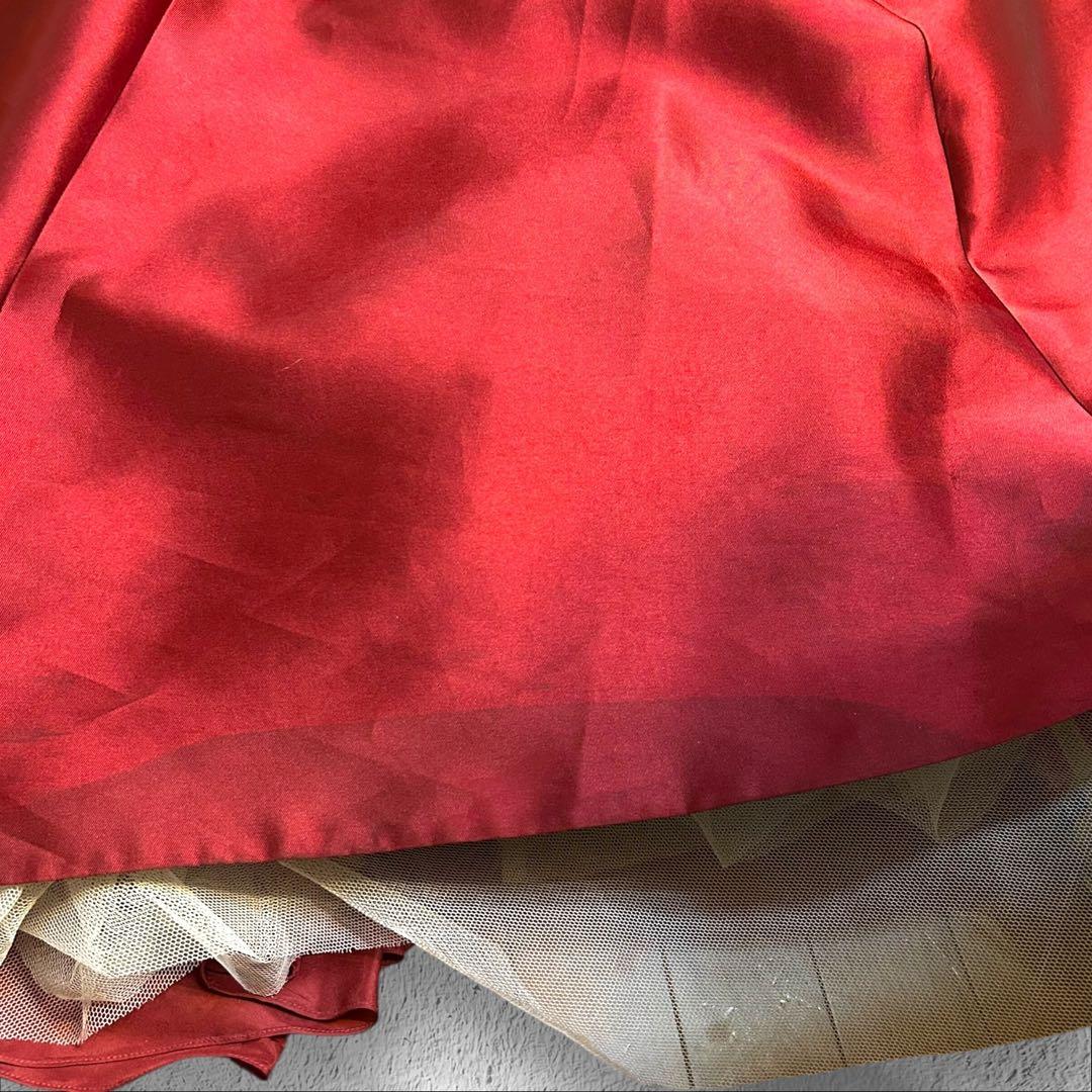 ynsカラードレス 赤 ボルドー サテン 結婚式 披露宴 二次会 SL24318