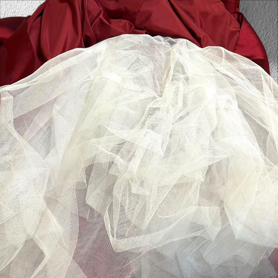 ynsカラードレス 赤 ボルドー サテン 結婚式 披露宴 二次会 SL24318