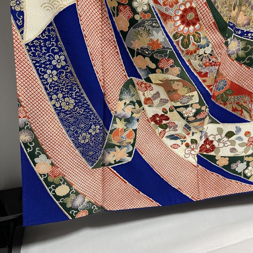 【新品未使用・仕立上・正絹】振袖－４＜金銀彩柄・ぼかし染め＞丈１５７㎝　裄６３㎝