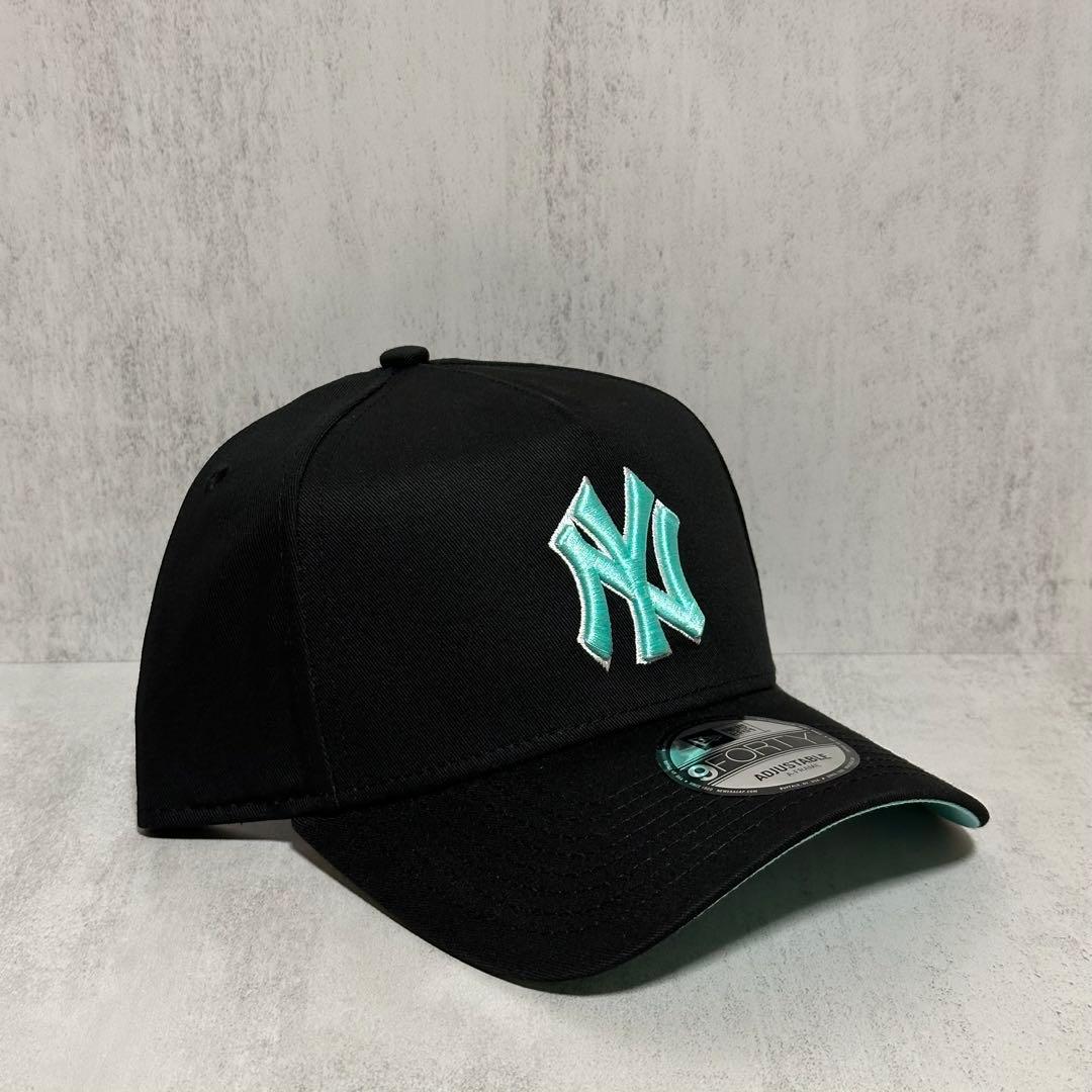 【海外限定】 ヤンキース 9FORTY ティファニーブルー 黒 キャップ ⑥