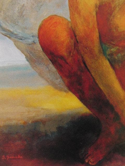 山田貞実、磯笛、希少な額装用画集より、新品高級額装付、状態良好