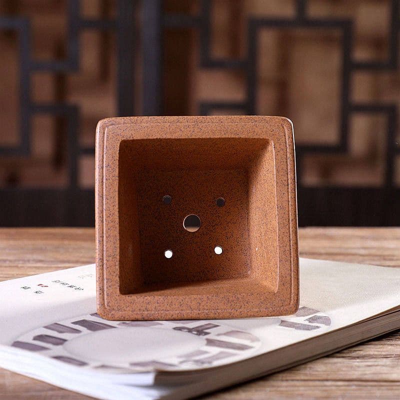 凹面雲脚四方斗盆 紫砂の鉢 盆栽鉢 植木鉢 小品盆栽鉢 大品盆栽鉢