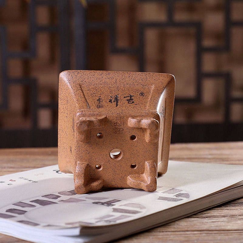 凹面雲脚四方斗盆 紫砂の鉢 盆栽鉢 植木鉢 小品盆栽鉢 大品盆栽鉢