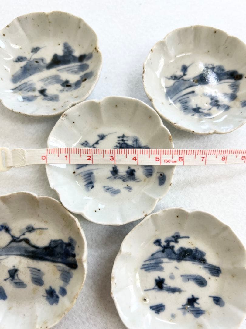 古伊万里山水図皿 5皿セット 磁器 なます皿 骨董品 古美術 染付 山水