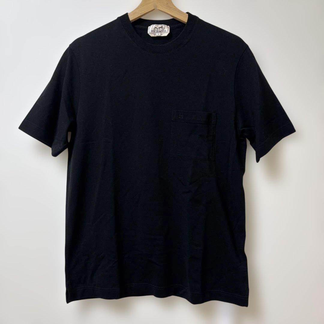 未使用級 HERMES エルメス 半袖Tシャツ ポケットHロゴ 黒 Sサイズ