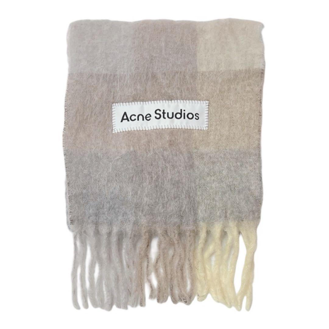 【正規品】Acne Studios アクネ モヘア チェック マフラー バニラ