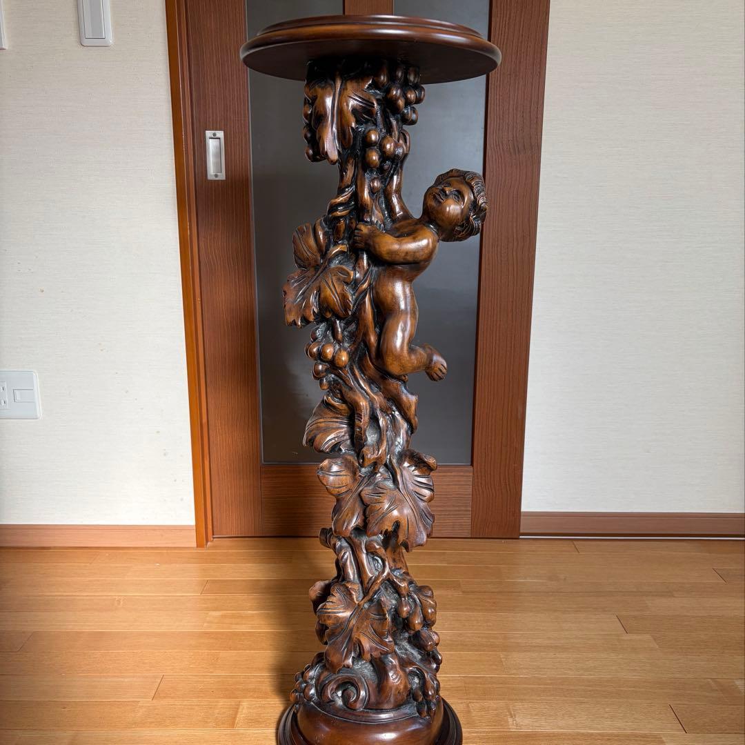 ○*○様 昭和アンティーク木製花台テーブル 約106cm