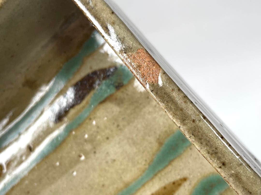 陶芸家　作者不明　濱田庄司　？　民芸　民藝　描文様　角皿　角鉢　四角　皿