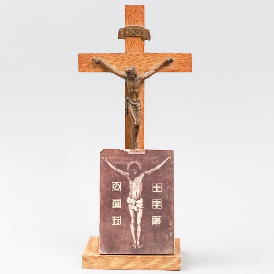 INRI 木製十字架 磔刑のイエス・キリスト像 十字架の道行
