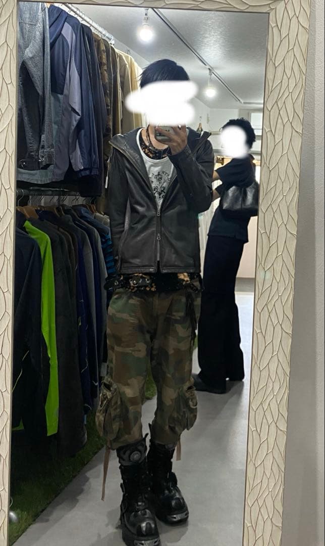 ジャケット・アウター 00s archive Leather hoodie jacket